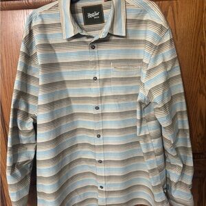 Howler Brothers Striped Shirt in Blue and Tan